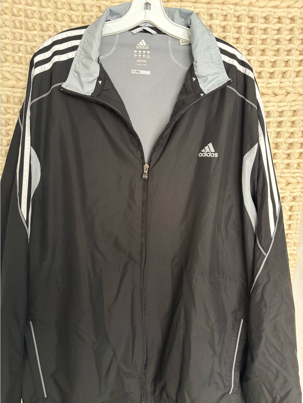 adidas Black and Light Gray Men’s Windbreaker Jacket